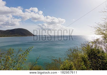 View of the great bay at Deshaies, Basse-Terre, Guadeloupe