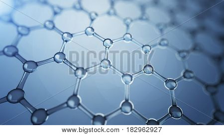3d illusrtation of graphene molecules. Nanotechnology background illustration