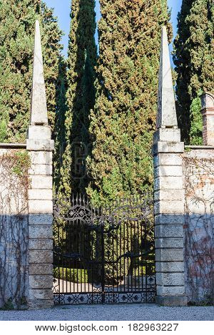 Gate Of Giusti Garden In Verona City In Spring