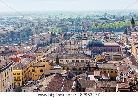Above View Of Verona Town With Adige River