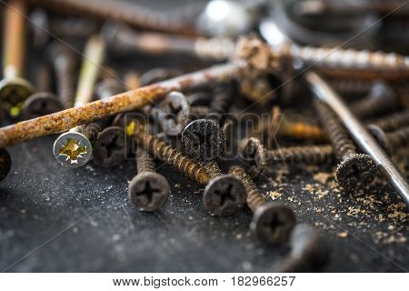 Different Nuts Bolts Close-up