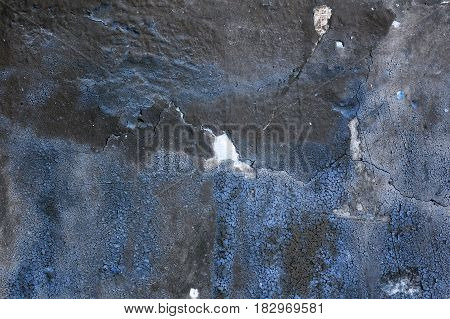 old grunge room with concrete wall, blue background
