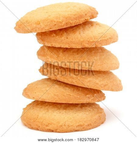 stacked short pastry cookies isolated on white background