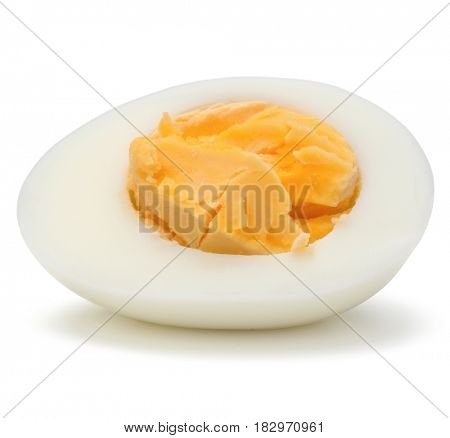 One boiled egg half isolated on white background cutout