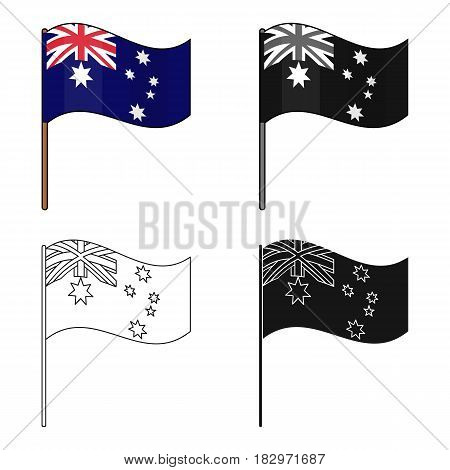 Australian flag icon in cartoon design isolated on white background. Australia symbol stock vector illustration.