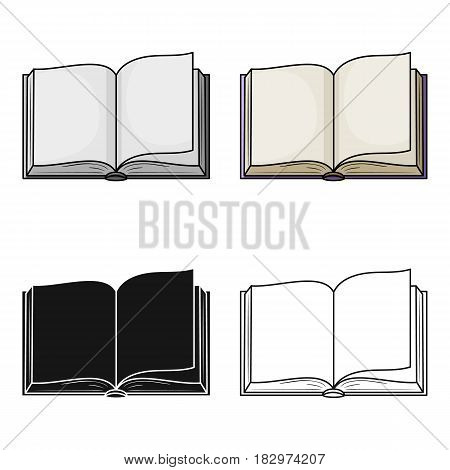 Opened book icon in cartoon design isolated on white background. Books symbol stock vector illustration.