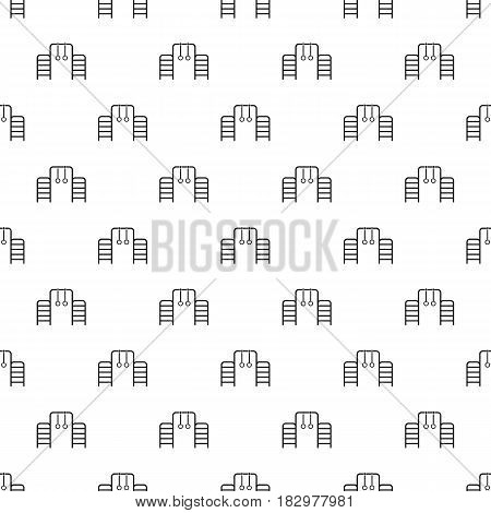 Horizontal bar with climbing rings and ladder pattern seamless in simple style vector illustration