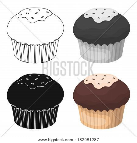 Chocolate cupcake icon in cartoon design isolated on white background. Chocolate desserts symbol stock vector illustration.