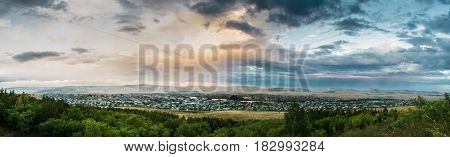 View of the village from the height of the mountain.