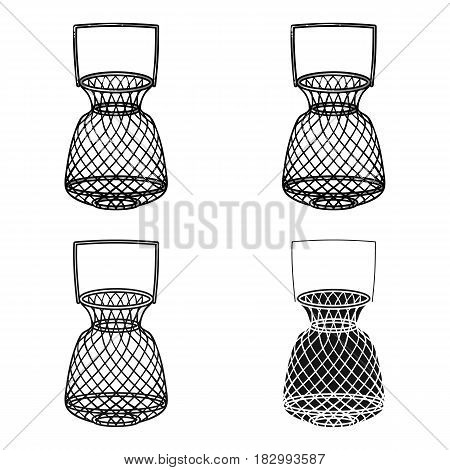 Fishing net icon in cartoon design isolated on white background. Fishing symbol stock vector illustration.