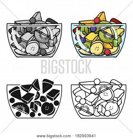 Fruit salad icon in cartoon style isolated on white background. Sport and fitness symbol vector illustration.