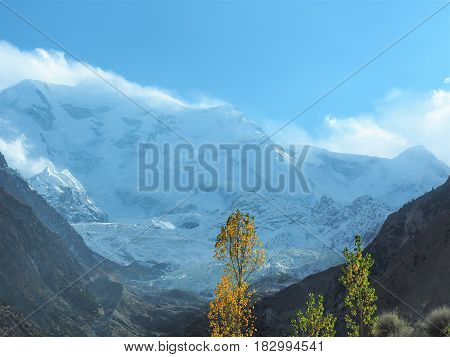 Rakaposhi Glacier Mountain Peak In The Karakoram Mountain Range, Nagar, Gilgit-Baltistan, Northern Pakistan