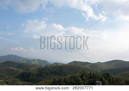 Sky And Blue Sky In Elephants Wars Hill (noen Chang Suek) Base Camp At Pilok,thong Pha Phum National