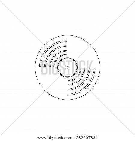 Vinyl Record. Simple Flat Vector Icon Illustration. Outline Line Symbol - Editable Stroke