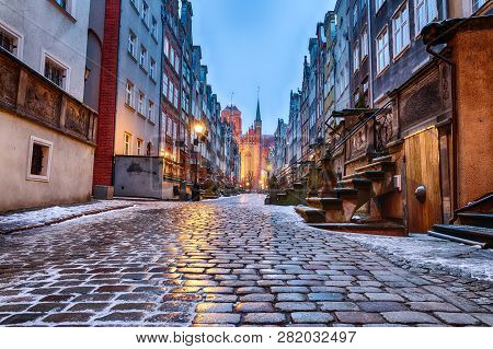 Mariacka Street In Gdansk, Poland, No People