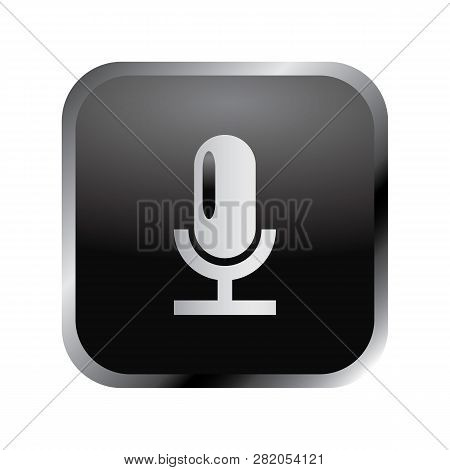 Communication Icon: Elegant Silver Audio Microphone Icon