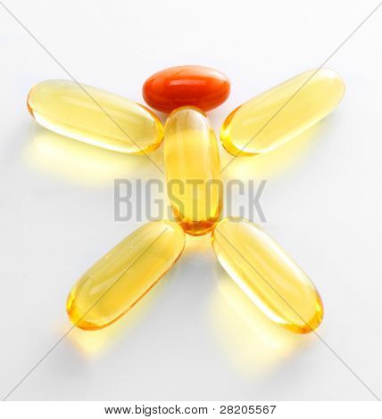 La figure de l'Omega-3 pilules. Concept de soins de santé.