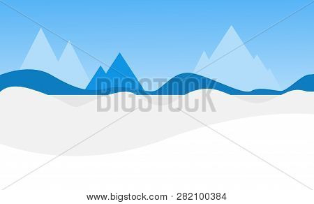 Clear Winter Landscape. Snow In Winter Mountains. Vector Illustration