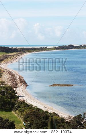 View From Puponga Hill Top Track Overlooking The Coastline Of Farewell Spit, Golden Bay, New Zealand