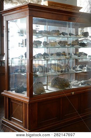 Moscow, Russia - January 15, 2017:museum Of Earth Science In The Main Building Of Msu On The Sparrow