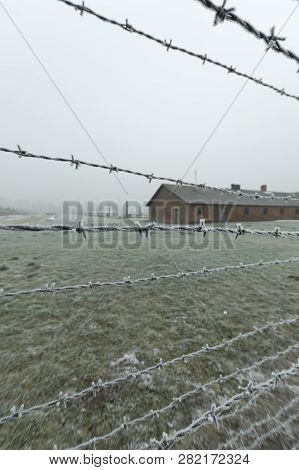German Nazi Concentration And Extermination Camp In Winter Time