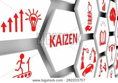 Kaizen Concept Cell Background 3d Render Illustration