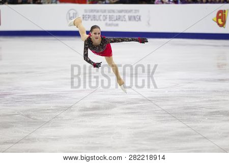 Belarus, Minsk, January 25, 2019. Minsk Arena. European Figure Skating Championship.alina Zagitova S