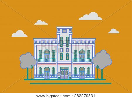 A Classic Style House With Columns Vector