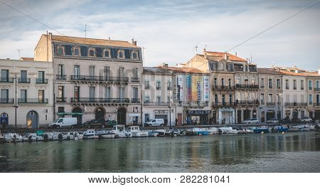 View Of The Marina In The City Center Of Sete, France