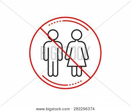 No Or Stop Sign. Restroom Line Icon. Wc Toilet Sign. Public Lavatory Symbol. Caution Prohibited Ban 