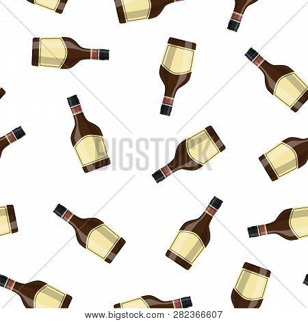 Bottle Of Grass Liquor . Grass Liquor Alcohol Drink. Seamless Repeat Pattern Background Illustration