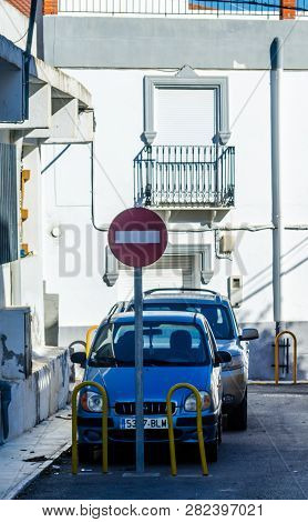 Antas, Spain - January 26, 2019 Old Narrow Street In A Small Town In Andalusia, A Typical Spanish Bu