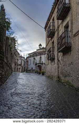 Sepulveda, Segovia, Spain; March 2018:  View Of One Street In The Old Town In The Village Of Sepulve