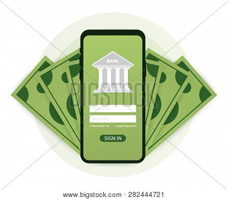 Web Concept For Online Banking. Modern Banner For Internet Banking. Vector Stock Illustration.