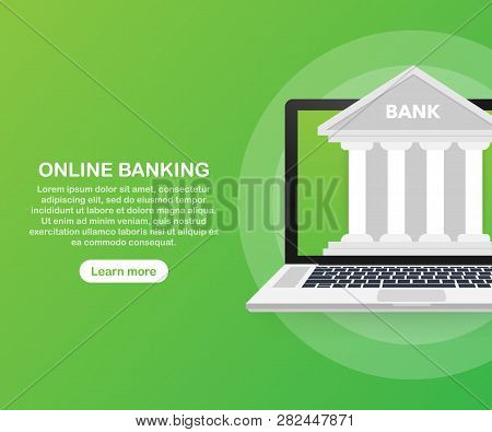 Web Concept For Online Banking. Modern Banner For Internet Banking. Vector Stock Illustration.