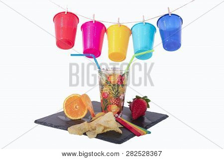 An Orange Juice On A White Background
