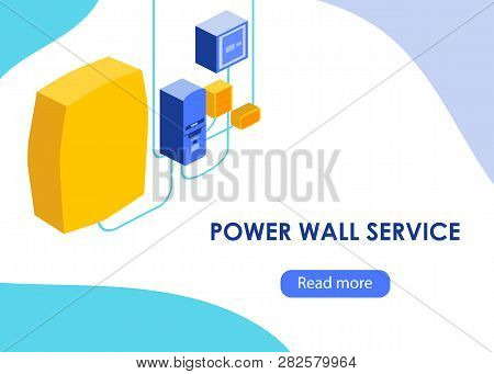 Power Wall Concept In Modern Isometric Style