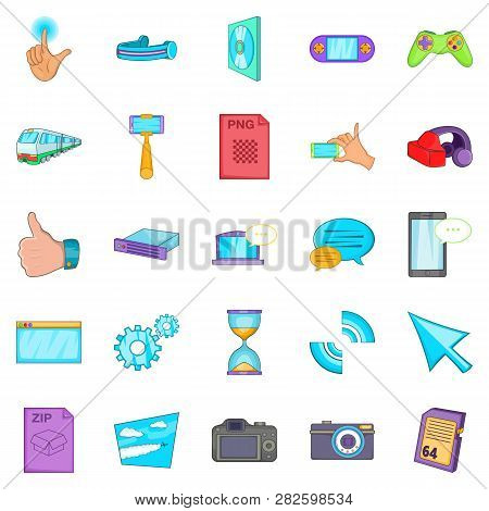 File Sharing Icons Set. Cartoon Set Of 25 File Sharing Icons For Web Isolated On White Background