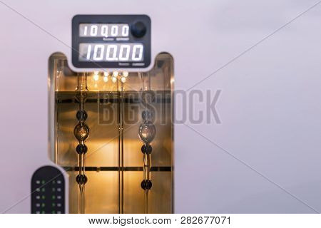 Close Up Test Tube Of High Technology And Automatic Analysis Tester For Property Of Element Or Sampl