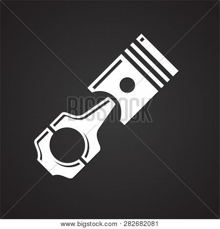 Engine Piston Icon On Black Background For Graphic And Web Design, Modern Simple Vector Sign. Intern