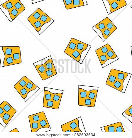 Seamless Pattern Of Simple Abstract Alcoholic Glass Goblets Of Strong Scottish Irish Singleton Whisk