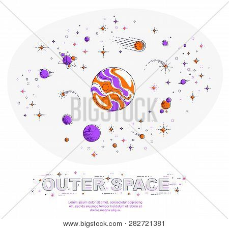 Fantastic Planets In Undiscovered Galaxy With Stars, Comets, Asteroids And Other Elements. Explore U