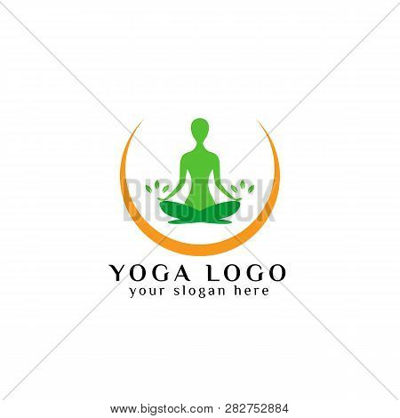 Yoga Logo Design Stock. Meditation Vector Illustration