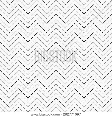 Abstract Seamless Pattern Of Dotted Zigzag Lines. Modern Stylish Geometric Texture. Herringbone Patt
