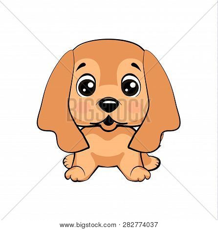 Vector Stock Illustration Isolated Emoji Character Cartoon Dog Embarrassed, Shy And Blushes Sticker 