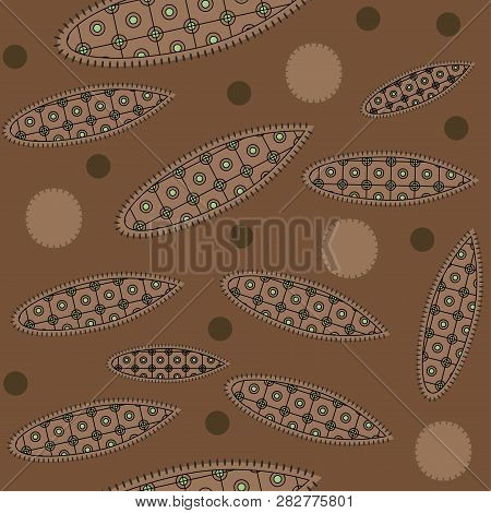 Seamless Decorative Kakao Pattern On Light Brown Background