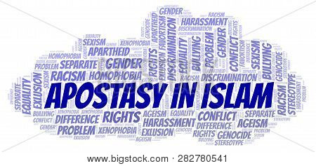Apostasy In Islam - Type Of Discrimination - Word Cloud. Wordcloud Made With Text Only.