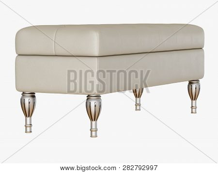 Bench Capitone Ivory Colorwhite Isolated Background 3d Rendering