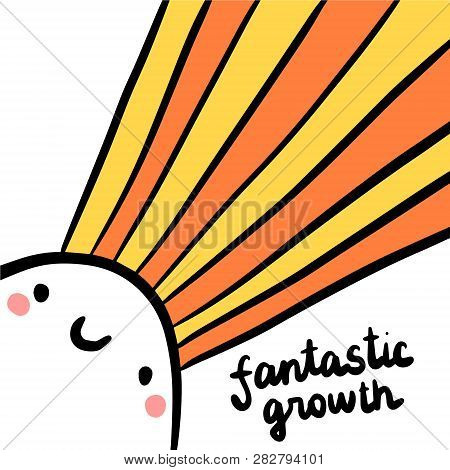 Fantastic Growth Hand Drawn Illustration With Smiling Marshmallow