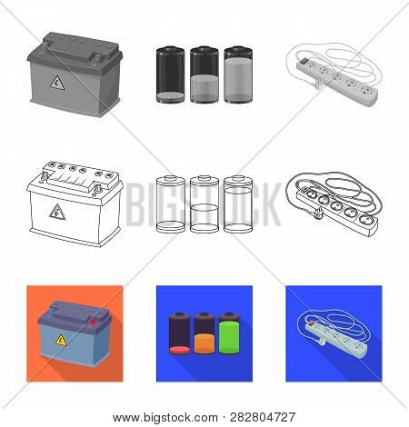 Vector Illustration Of Electricity And Electric Logo. Set Of Electricity And Energy Vector Icon For 
